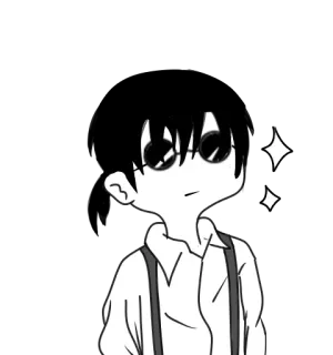 😎 Anime, Kacamata, Kartun, Hitam putih, Suspender, Pria, Karakter telegram sticker