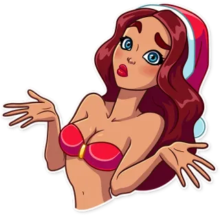 🤷‍♀️ cartoon, woman, red, pose, girl, animation, character telegram sticker