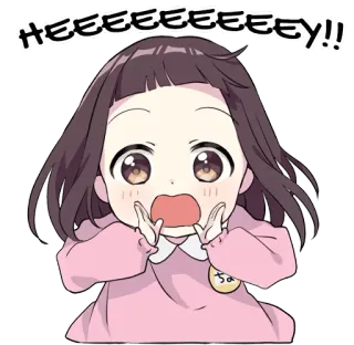 🗣 HEEEEEEEEY!! Cartoon, Mädchen, Anime, Schreien, Aufgeregt whatsapp sticker
