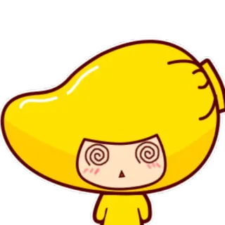 😵 Манго, Мультфильм, Желтый, Растерянный, Смущенный, Персонаж telegram sticker