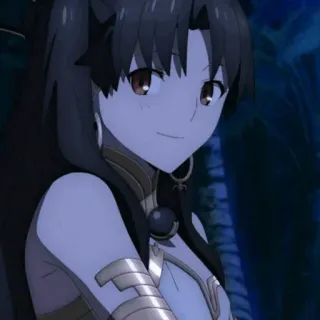 🙂 Rin Tohsaka Fate/stay night anime, dibujos animados, retrato, mujer, sonriendo telegram sticker