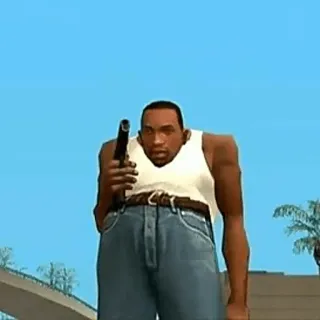 👊 CJ Grand Theft Auto CJ, Grand Theft Auto, arma, juego, personaje, videojuego whatsapp sticker