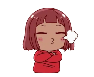 😤 cartoon, boos, gefrustreerd, chibi, uitdrukking, meisje, overstuur telegram sticker