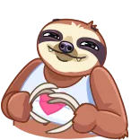 ❤️ luiaard, dier, hart, liefde, schattig, cartoon telegram sticker