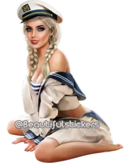 👩‍✈️ @BeautifulStickers pegatina, marinero, mujer, pinup, sexy, chica, rubia telegram sticker