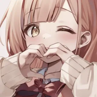 💗 Anime, Ragazza, Occhiolino, Cuore, Carino, Cartone animato whatsapp sticker