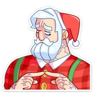 ☹️ Santa Claus DEER
MOM Père Noël, Noël, Tatouages, Fêtes, Flanelle, Homme, Dessin animé telegram sticker