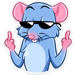 🖕 rat, animal, dessin animé, lunettes de soleil, doigt d'honneur, offensant, autocollant telegram sticker