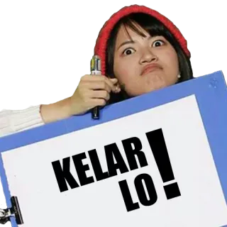 😠 KELAR LO! Indonesia, ekspresi, wanita, teks, papan jalan whatsapp sticker