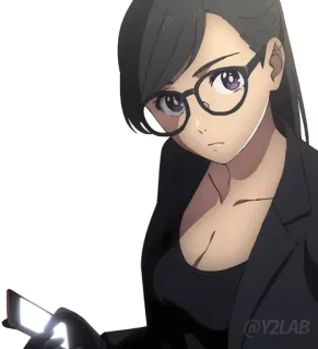 📲 @Y2LAB Аниме, Женщина, Очки, Персонаж, Костюм, Женщина telegram sticker