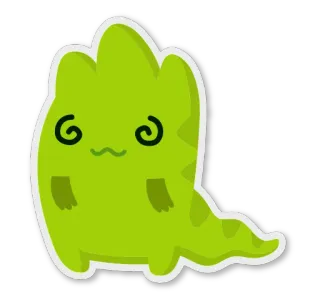 😵 Monster, Cartoon, Niedlich, Grün, Lustig, Hypnotisiert, Sticker, Eidechse telegram sticker