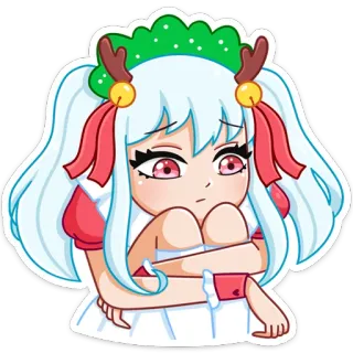 😩 anime, girl, cute, cartoon, sticker, winter, christmas telegram sticker