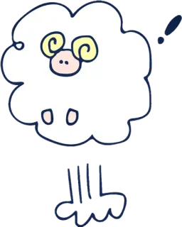 😧 แกะ, สัตว์, เมฆ, น่ารัก, สติกเกอร์, การ์ตูน telegram sticker