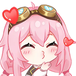 🥰 Anime, Kawaii, Adesivo, Fofo, Coração, Cabelo rosa telegram sticker