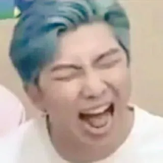 🗣 RM RM, BTS, Kpop, lustiges Gesicht, Meme, blaue Haare telegram sticker