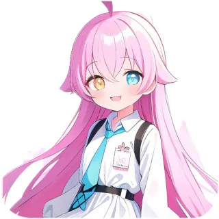 🙂 アニメ, マンガ, ピンク髪, かわいい, 女の子, 制服 telegram sticker