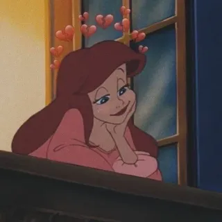 😇 Ariel The Little Mermaid Ариэль, Дисней, Русалочка, Мультфильм, Принцесса, Сердечки telegram sticker