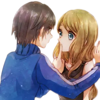 😶 애니메이션, 커플, 로맨스, 일러스트, 만화, 미술 telegram sticker