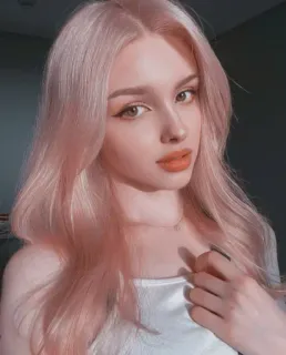 💜 wanita, potret, orang, kecantikan, mode, rambut merah muda, makeup telegram sticker