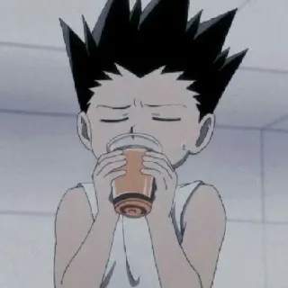 🤔 Gon Freecss Hunter x Hunter anime, hunter x hunter, gon freecss, drinking, cartoon telegram sticker