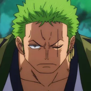 🧩 Zoro One Piece Anime, Spadaccino, Pirata, Roronoa, capelli verdi telegram sticker