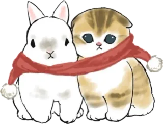 🧣 coelho, gato, cachecol, fofo, animais telegram sticker