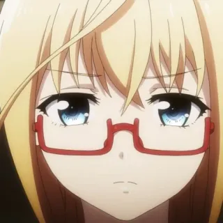 🙀 Anime, Fille, Lunettes, Blonde, Personnage, Mignon, Femme whatsapp sticker
