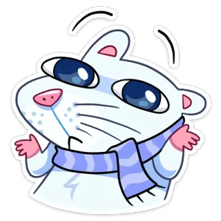 🤷‍♂️ Kartun, Binatang, Tikus, Bingung, Tidak yakin, Syal, Putih, Imut whatsapp sticker