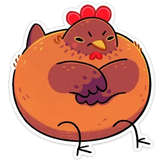 ⭐ kurczak, ptak, zwierzę, kreskówka, zły, śmieszny, słodki, naklejka telegram sticker