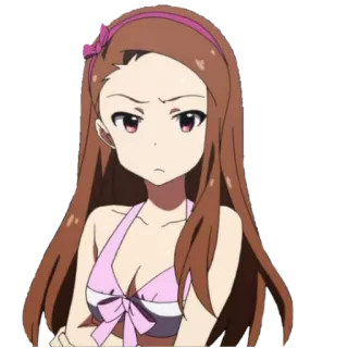 😒 Anime, Cô gái, Bikini, Phim hoạt hình, Hồng, Nghiêm túc, Dễ thương, Nhân vật whatsapp sticker