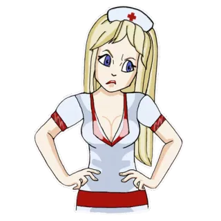 😒 медсестра, медицинский, мультфильм, женщина, блондинка telegram sticker