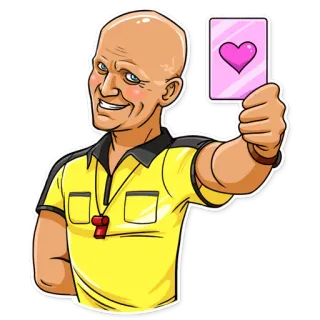 😘 árbitro, corazón, tarjeta, tarjeta amarilla, deportes, amor whatsapp sticker