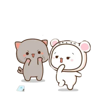 😌 cute, animals, cat, bear, kawaii, animated whatsapp sticker