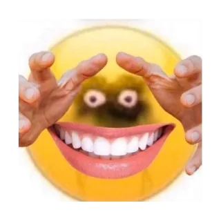 😁 emoji, creepy, meme, weird, smile, hands telegram sticker