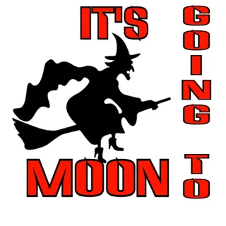 🚀 IT'S GOING TO MOON sorcière, lune, vol, halloween, balai telegram sticker