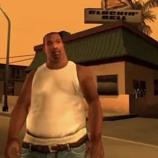 🍔 CJ Grand Theft Auto: San Andreas CJ, Grand Theft Auto, San Andreas, Personage, Spel telegram sticker