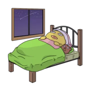 💤 수면, 침대, 밤, 침실, 오리 telegram sticker