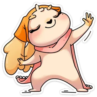 💃 fofo, desenho animado, animal, amigável, cachecol, caprichoso whatsapp sticker