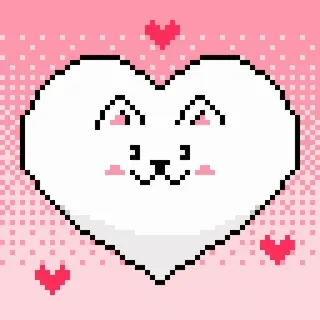 😍 หัวใจ, น่ารัก, พิกเซลอาร์ต, สัตว์, คาวาอิ telegram sticker