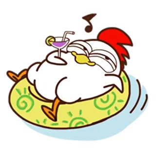 ☺️ Huhn, Pool, Entspannung, Sommer, Cartoon telegram sticker