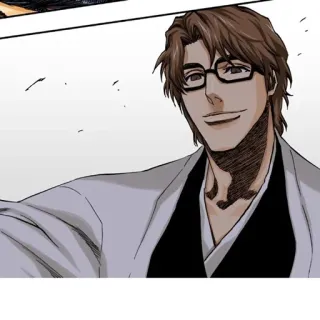 🧬 Sosuke Aizen Bleach 애니메이션, 만화, 안경, 미소, 악당 telegram sticker