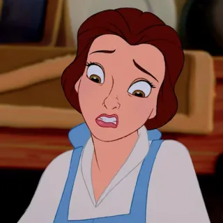 🥀 Belle Beauty and the Beast Belle, Beauty and the Beast, Disney Princess, cartoon, animated, worried, expression, character telegram sticker