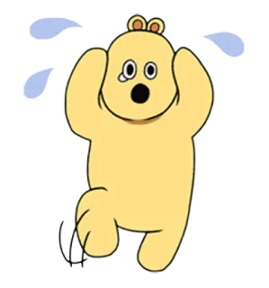 💦 熊, 哭泣, 悲伤, 卡通, 动物, 黄色 telegram sticker