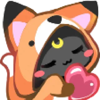 ❤️ vos, hart, schattig, kawaii, dier, personage, cartoon telegram sticker