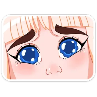 😢 Anime, Garota, Olhos, Rosto, Fofa, Loira whatsapp sticker