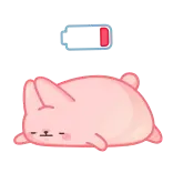 🫠 bunny, low battery, cute, exhausted, pink, sleeping, animal, cartoon telegram sticker