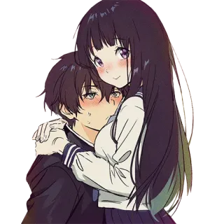 ❤️ Anime, Casal, Abraço, Romance, Desenho animado, Fofo, Amor whatsapp sticker