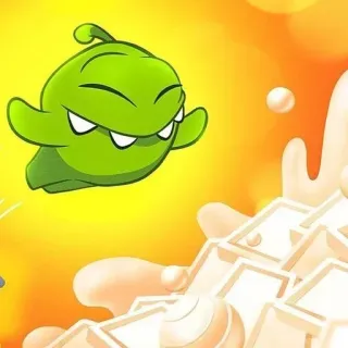 💛 Om Nom Cut the Rope Om Nom, Cut the Rope, monstre vert, dessin animé, jeu, bonbon whatsapp sticker