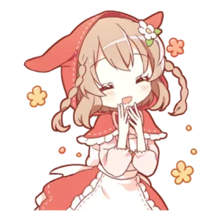 😪 Chibi, Garota Anime, Fofo, Flor, Kawaii, Vermelho, Ilustração telegram sticker