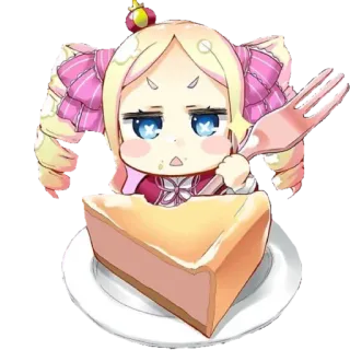 🍴 Аниме, Милый, Торт, Еда, Вилка, Десерт, Чиби telegram sticker